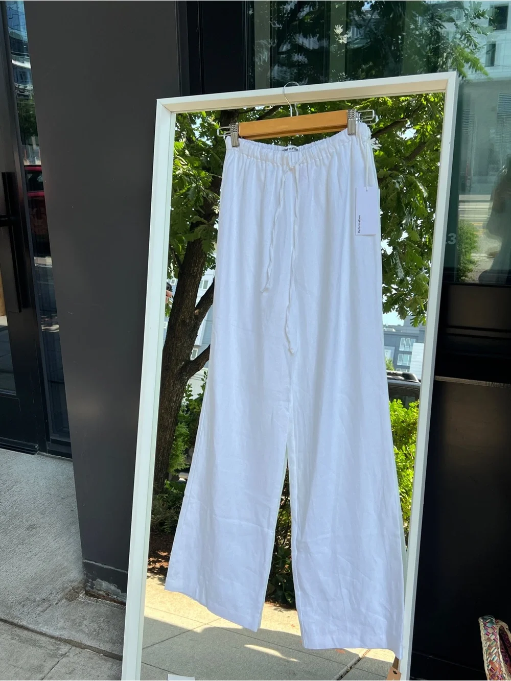 NWT Reformation Olina Linen Pants in White XS